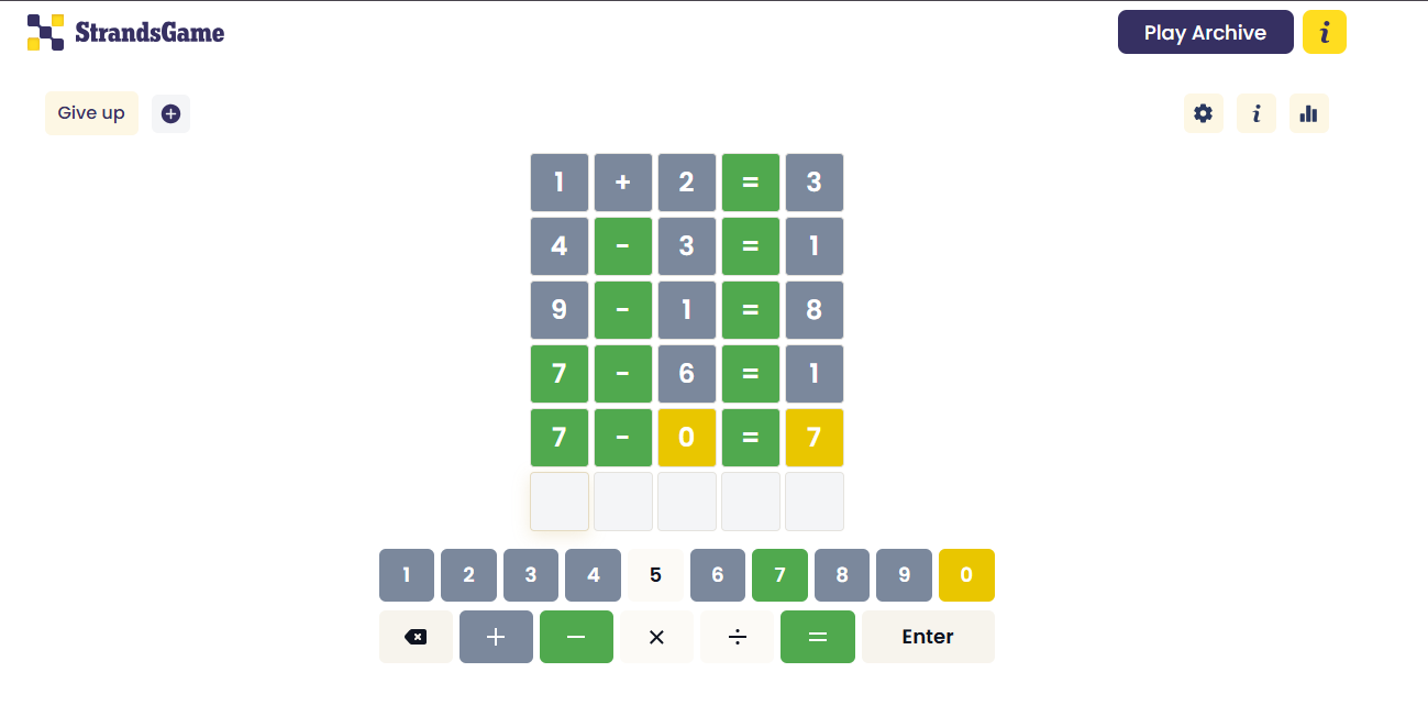 Numberle Equations