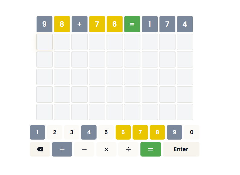 Numberle Game Play
