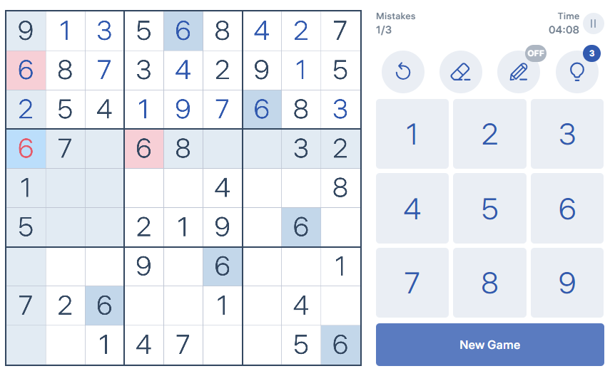 Sudoku Incorrect Word